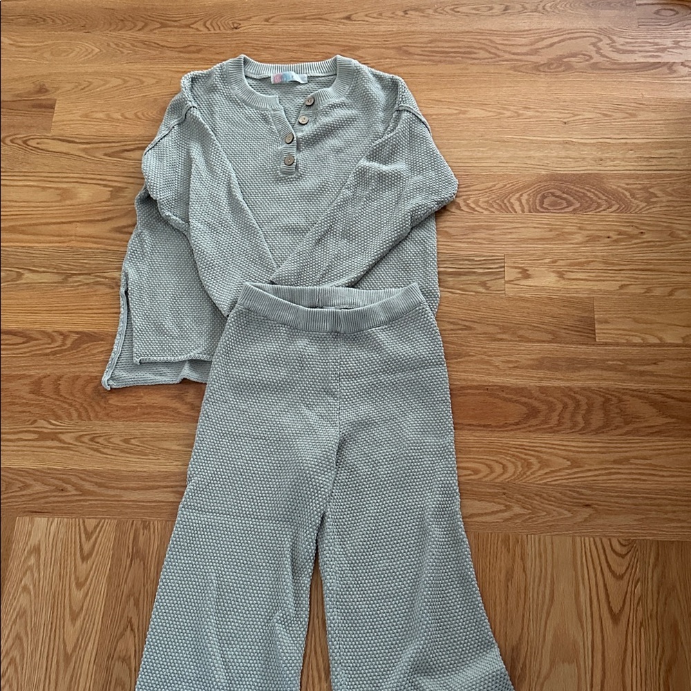 Free People Cozy Gray Button-Up Lounge Set